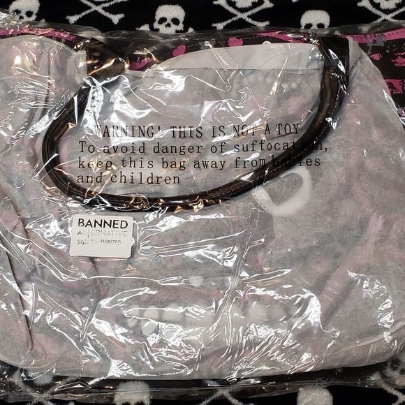 Banned Apparel Purple Sugar Skull Handbag Purse - Picture 3 of 5